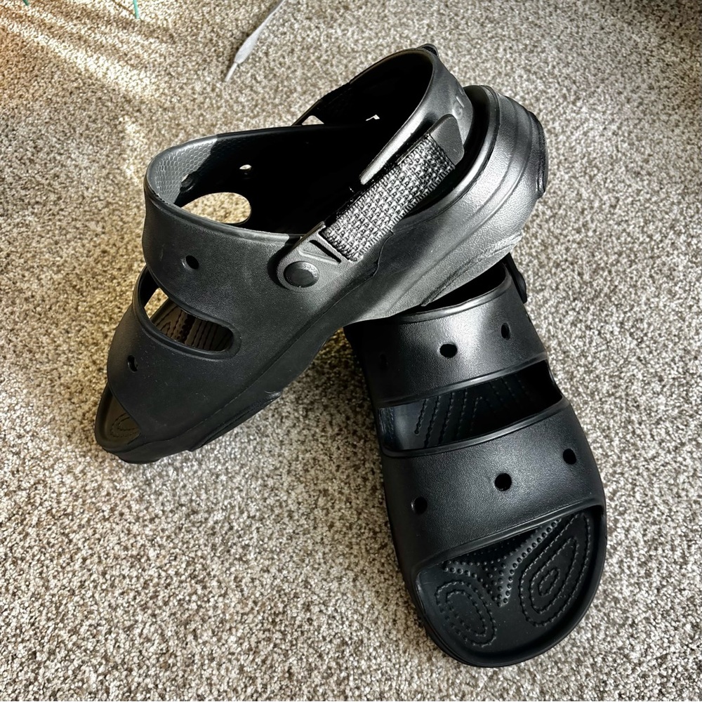 Crocs Classic All Terrain Rubber Sandals Hook & Loop Strap Unisex M10/W12 Black - Picture 4 of 11